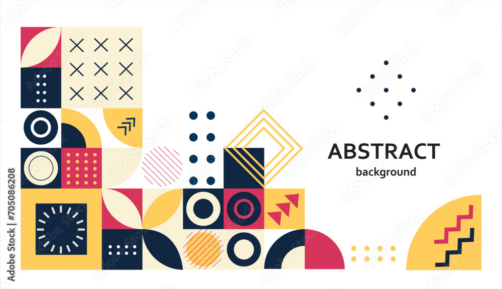 Retro Geometric Cover. Abstract Shape Composition. Colorful neo geometric poster. Modern abstract promotional flyer background vector