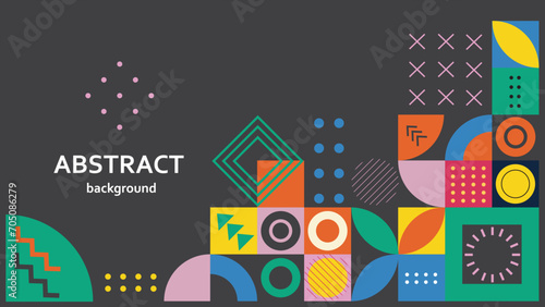 Retro Geometric Cover. Abstract Shape Composition. Colorful neo geometric poster. Modern abstract promotional flyer background vector