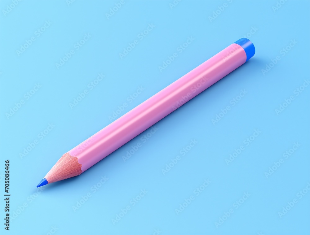 Pink and Blue Pencil on Blue Table Generative AI Pink and Blue Pencil on Blue Table Generative AI