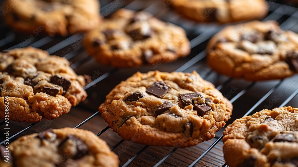 Chocolate Chip Cookies Cooling on a Wire Rack Chocolate Chip Cookies Cooling on a Wire Rack