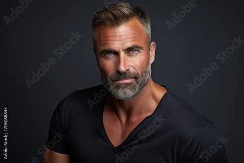 Portrait of a handsome middle-aged man with grey beard.