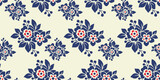 Floral pattern of simple graphic flowers. For seamless print, wallpaper, packaging.