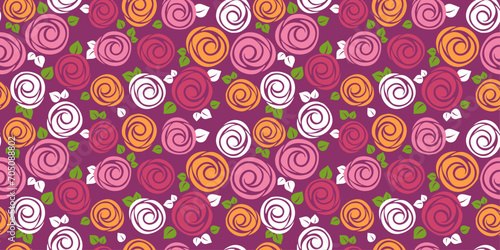 Pattern of roses. Simple prosky pattern of roses. Seamless vector for print.