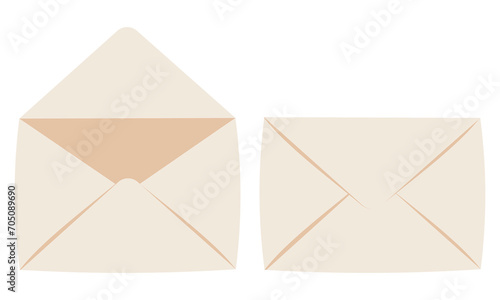 Beige envelope open and closed