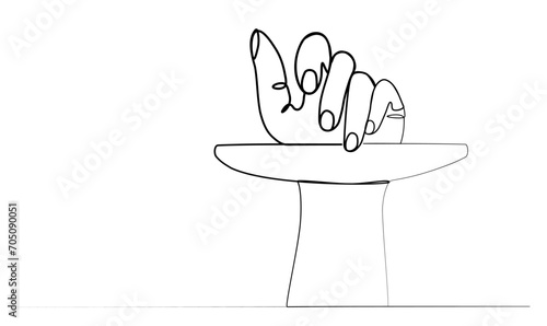 continuous drawing of a hand with a nail file in one line.