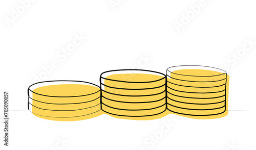 continuous drawing of coins in one line. vector