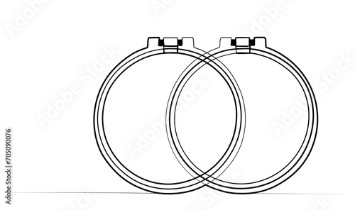 continuous pattern, embroidery hoop in one line.
