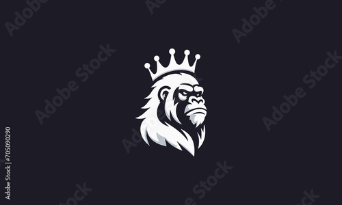 head gorilla white wearing crown vector logo design