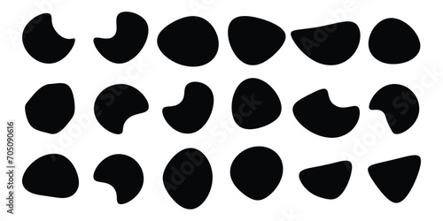 Modern liquid irregular blob shape abstract elements graphic flat style design fluid vector illustration set. 123