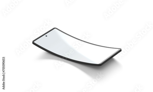 Blank white rectangle phone flexible flip display mockup, isolated
