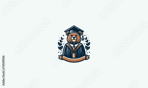 bear wearing hat graduate vector illustration mascot design