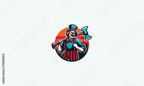 clown hold ax vector illustration mascot design