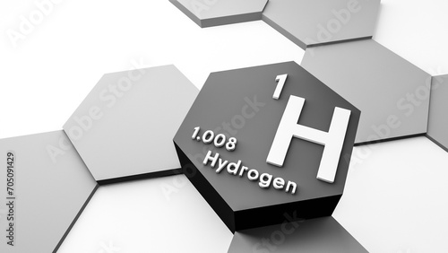 H Hydrogen chemical element from the periodic table with atomic weight, science or scientific symbol, conceptual illustration for research or education