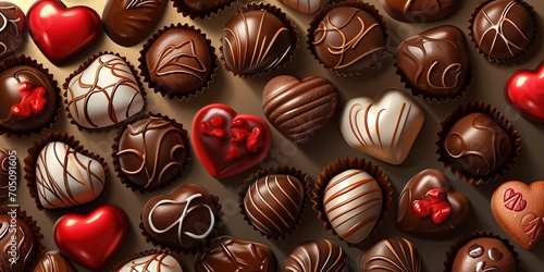 Valentine’s day chocolate sweets pack photo realistic illustration . photo