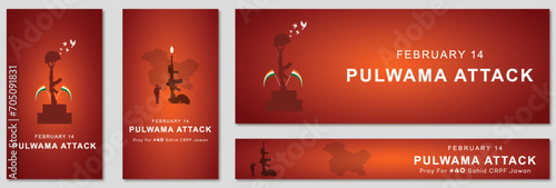 Pulwama attack, Black Day, of India 14 February, Pulwama attack poster, Poster, on the Indian army. vector illustration, graphic art, post, design, CRPF Jawans. India, new, story, banner, web,