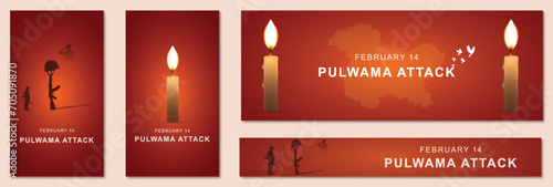 Pulwama attack, Black Day, of India 14 February, Pulwama attack poster, Poster, on the Indian army. vector illustration, graphic art, post, design, CRPF Jawans. India, new, story, banner, web,