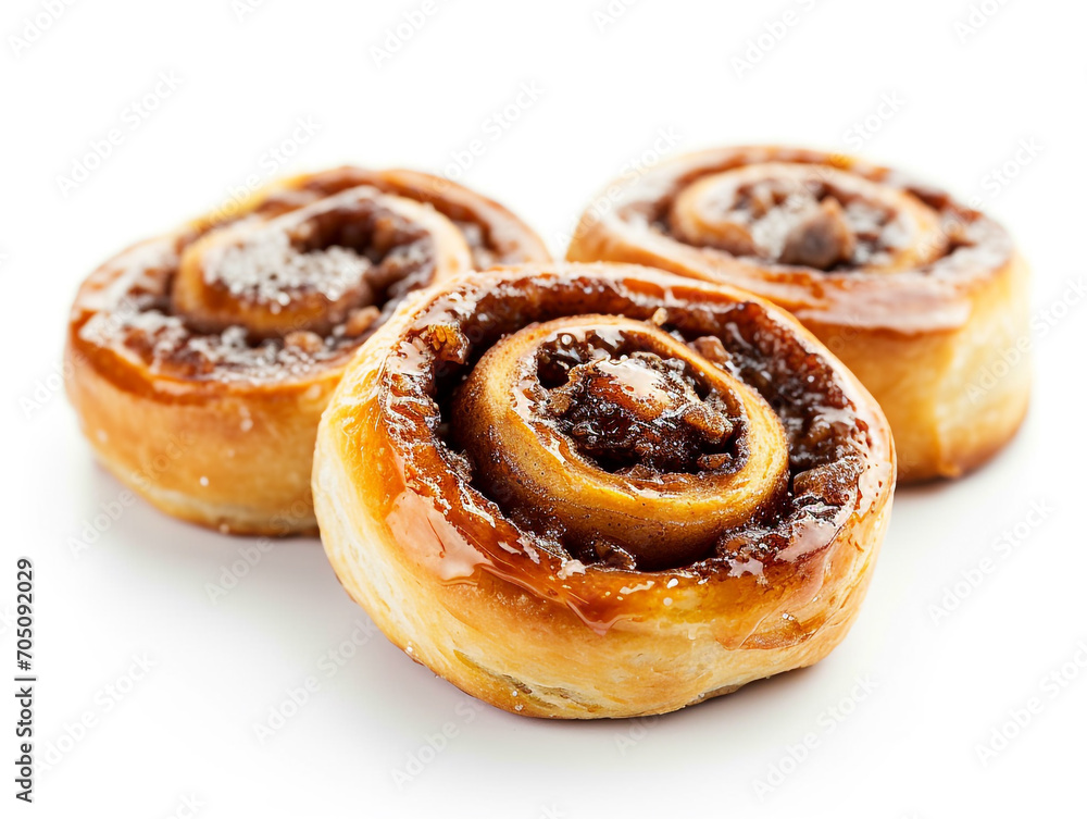 Delicious cinnamon rolls isolated on a white background. Minimalist style. Delicious cinnamon rolls isolated on a white background. Minimalist style.
