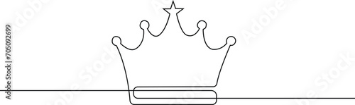 Continuous one line drawing of royal crown banner concept line art outline minimal vector photo
