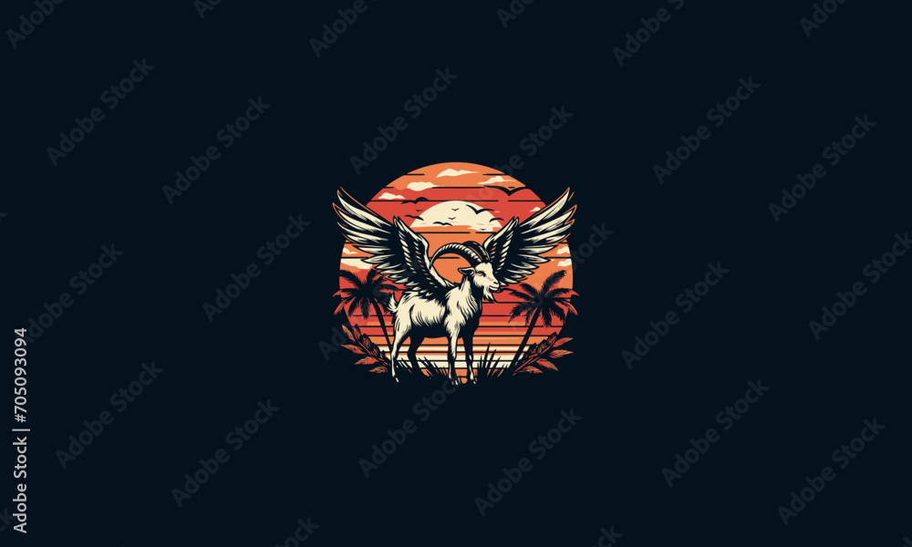 goat with wings on beach vector artwork design goat with wings on beach vector artwork design