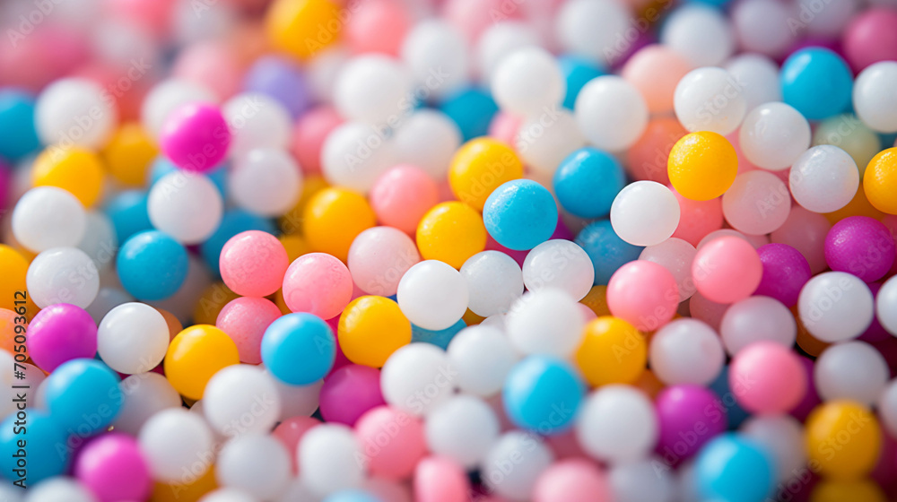 There were piles of colorful beads. There were piles of colorful beads.