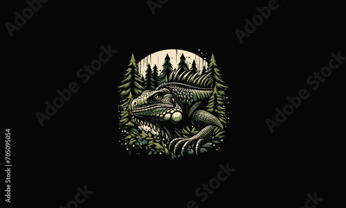 iguanas on forest vector illustration artwork design © anissa