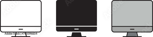 Computer Monitor icon lined, isolated and colored style. Vector illustration