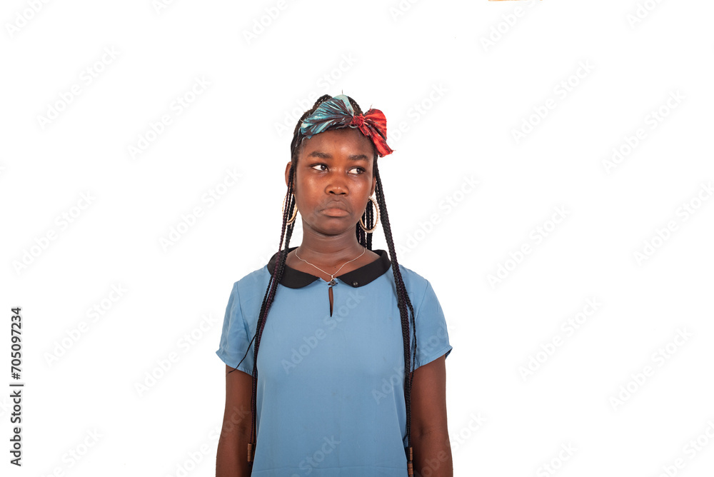 close up of student girl looking away.