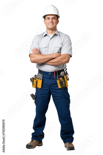 photo of a engineer with white safety helmet isolated on transparent background photo