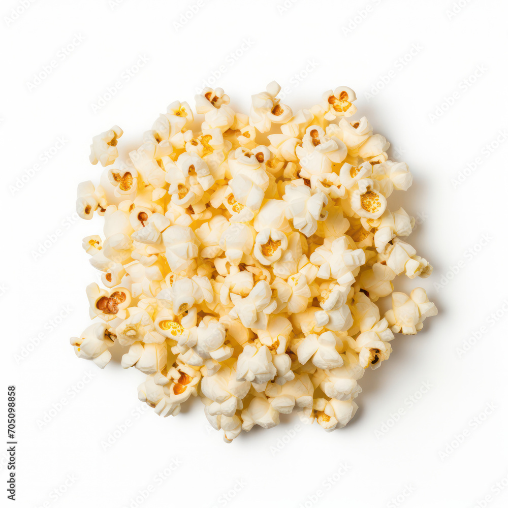 Popcorn Perfection, Snack on White, A delightful display of popcorn on a clean, white background. Popcorn Perfection, Snack on White, A delightful display of popcorn on a clean, white background.