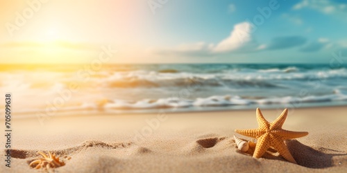 Sun on Sand on Beach Holiday Background