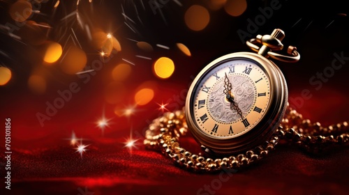 new year clock with christmas decorations