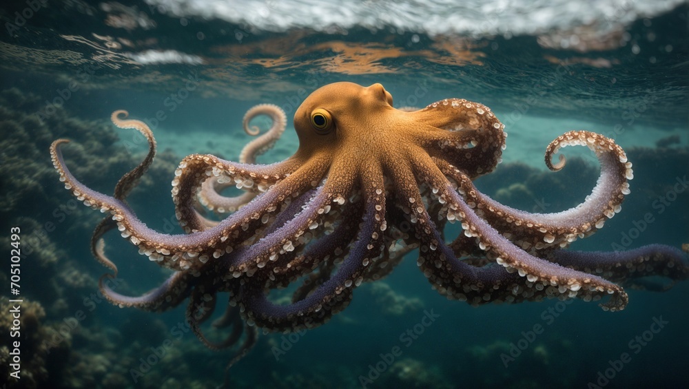 As it searches for its next food, a magnificent Octopus vulgaris ...