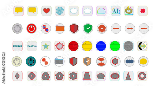 Set di forme e icone di vari colori photo