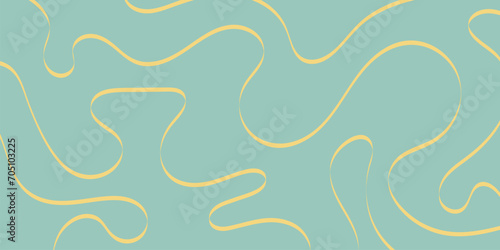 Horizontal background liquid swirl line wavy colorful waves in retro green, yellow colors