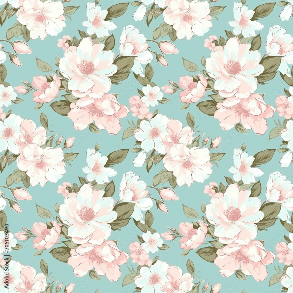 Watrecolor small spring flowers seamless pattern