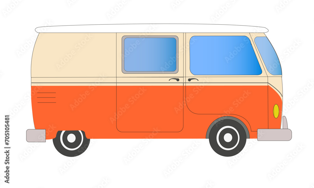 Camionnette  de deux couleurs vue de profil
