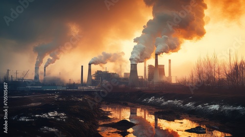 Industrial pollution with toxic fumes and emissions