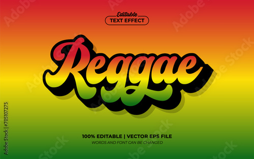 Reggae Gradient 3D Vintage Editable Text Effect Template Style Premium Vector