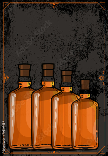  Vektor Flaschen mit Vintage Hintergrund - Tasting Whisky, Whiskey, Rum