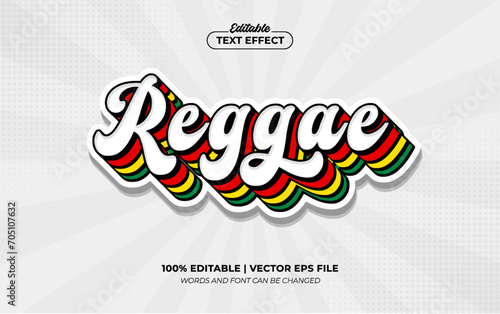 Reggae 3D Vintage Editable Text Effect Template Style Premium Vector