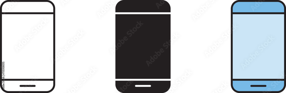 Mobile phone icon isolated, lined and colored style. Vector illustration