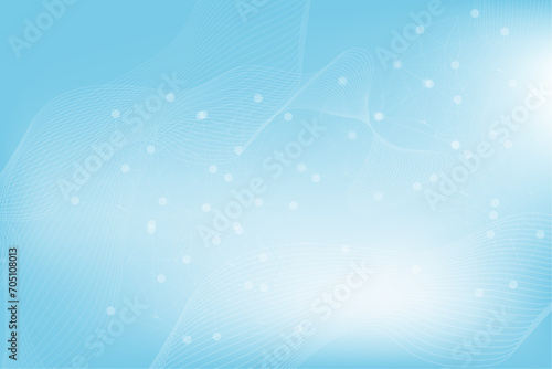 Abstract connecting dots and lines with wave lines Connection science and technology background