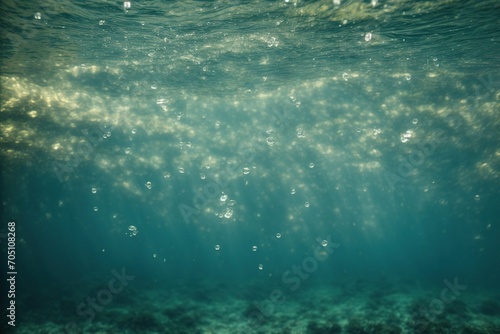  Air bubbles underwater rising to water surface, natural scene