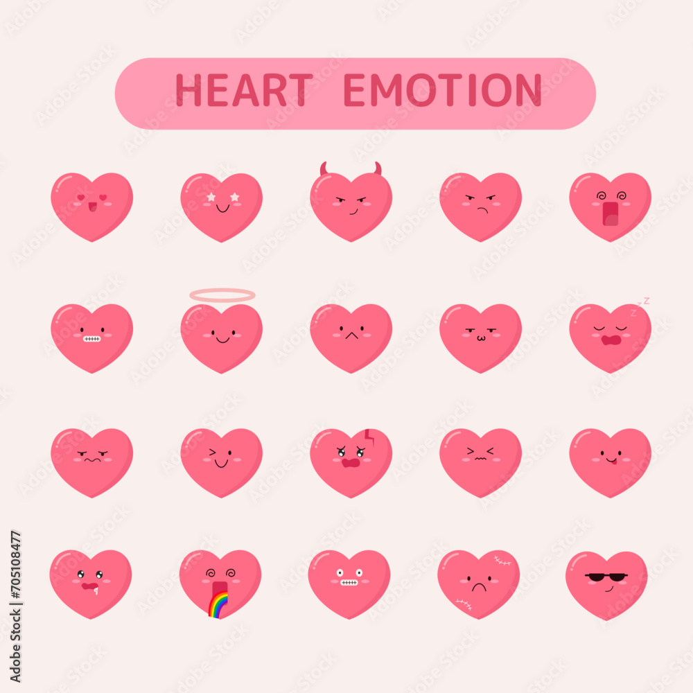 Vector hearts emotion icons set. vector illustration Vector hearts emotion icons set. vector illustration