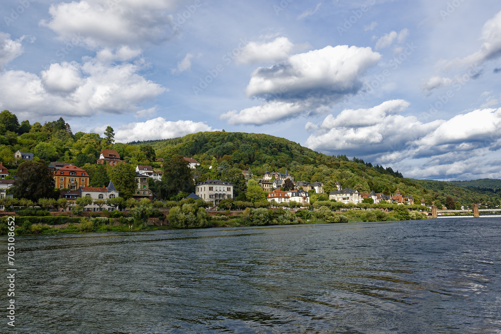 Residential suburb along the Neckar River, Heidelberg, Baden Wurttemberg, Germany