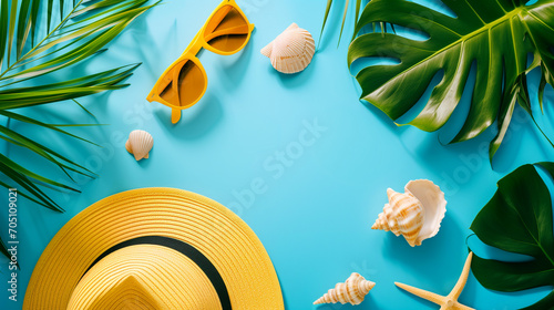 summer background with palm trees, summer concept