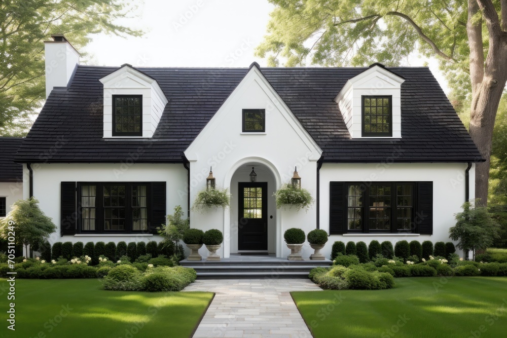 Obraz premium Cape Cod style house Cape cod exterior house design in daytime golden