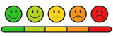 Rating emojis set colour outline with a rating scale. Feedback emoticons collection. Very happy, happy, neutral, sad and very sad emojis with rating scale.