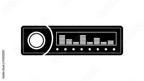 car radio,  black isolated silhouette