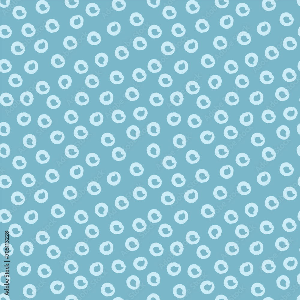 Random circle spots, abstract minimalistic background. Seamless vector pattern with rounded stains. Monochrome simple blue vector illustration.